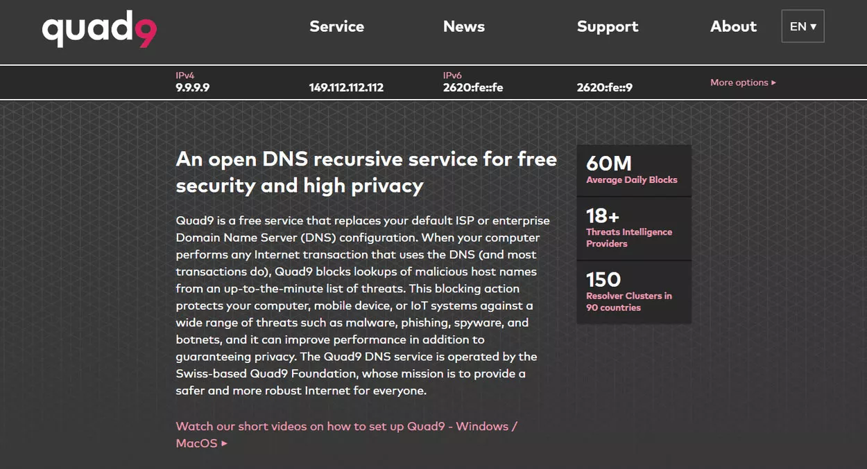 Quad9 DNS - أفضل سيرفرات DNS المجانية والعامة
