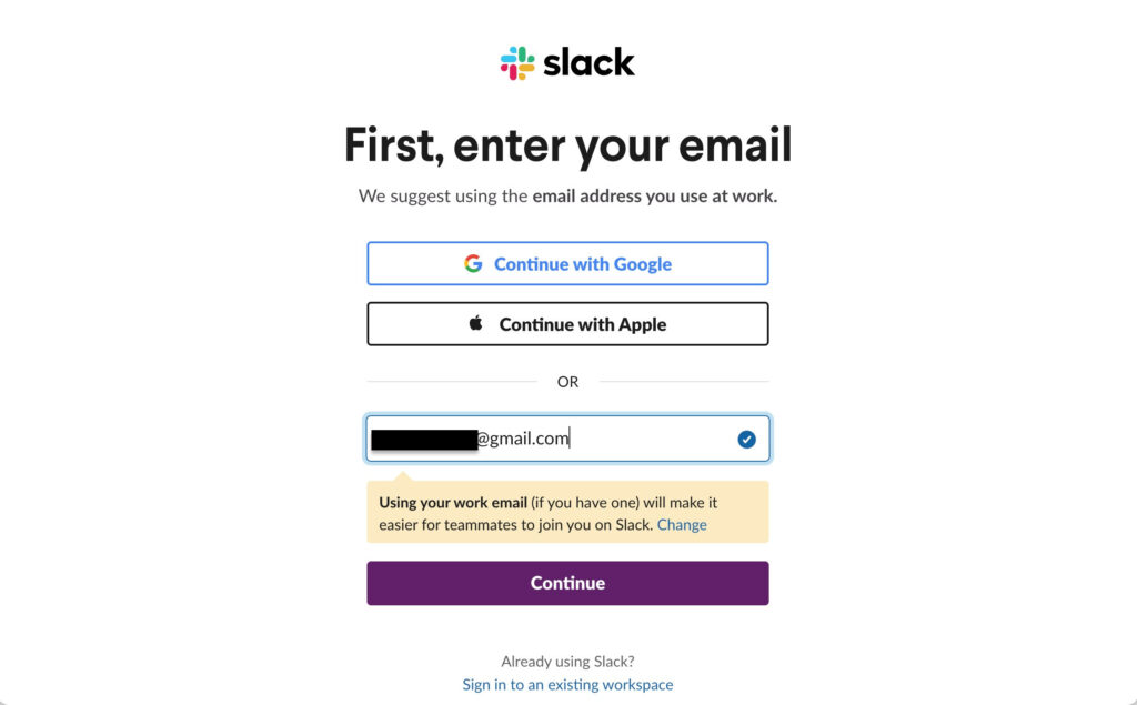 شرح طريقة إنشاء حساب Slack 1